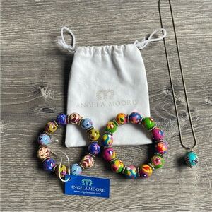 Angela Moore Colorful Beaded  Bracelet and Necklace Set